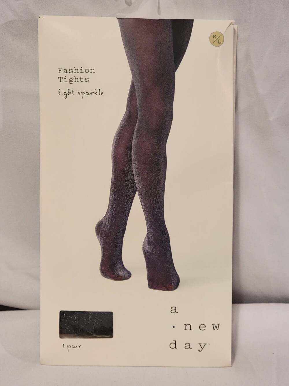 A New Day Women's Opaque Sparkle Tights Black/Silver M/L